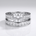 SILVER SQUARE ZIRCONIA HALO RING